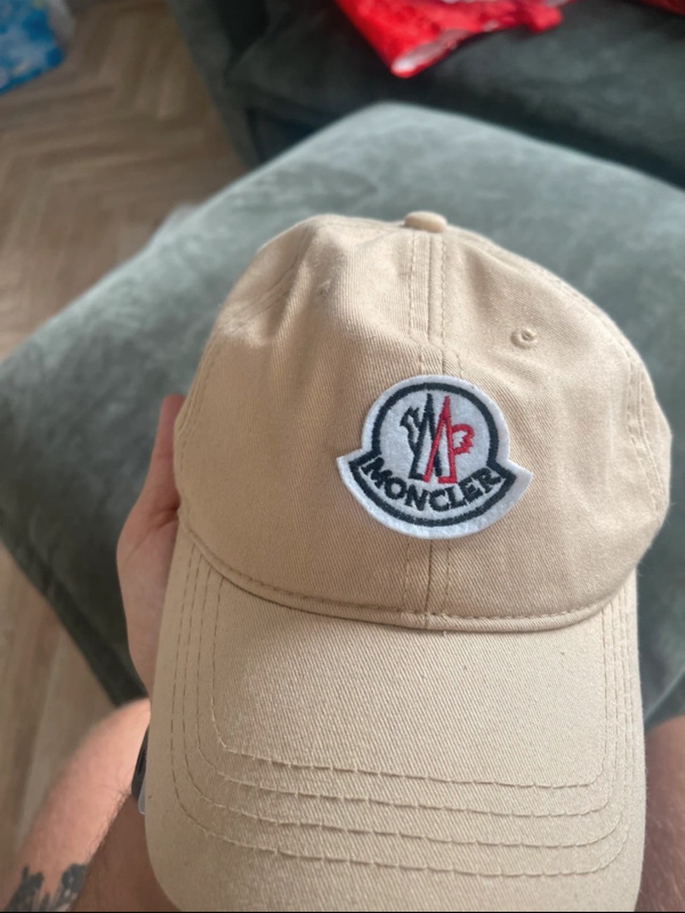 Moncler Tan Embroidered Logo Baseball Cap - Picture 4 of 9